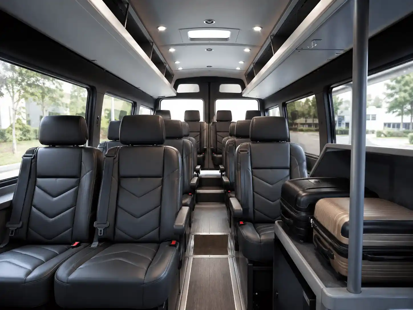 comfortable minibus interior Barcelona with luggage space